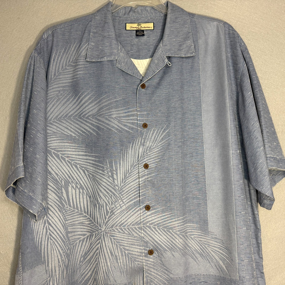 Tommy Bahama Men's Silk Floral Hawiian Camp Shirt Size L Blue Vacation Button - Picture 3 of 8